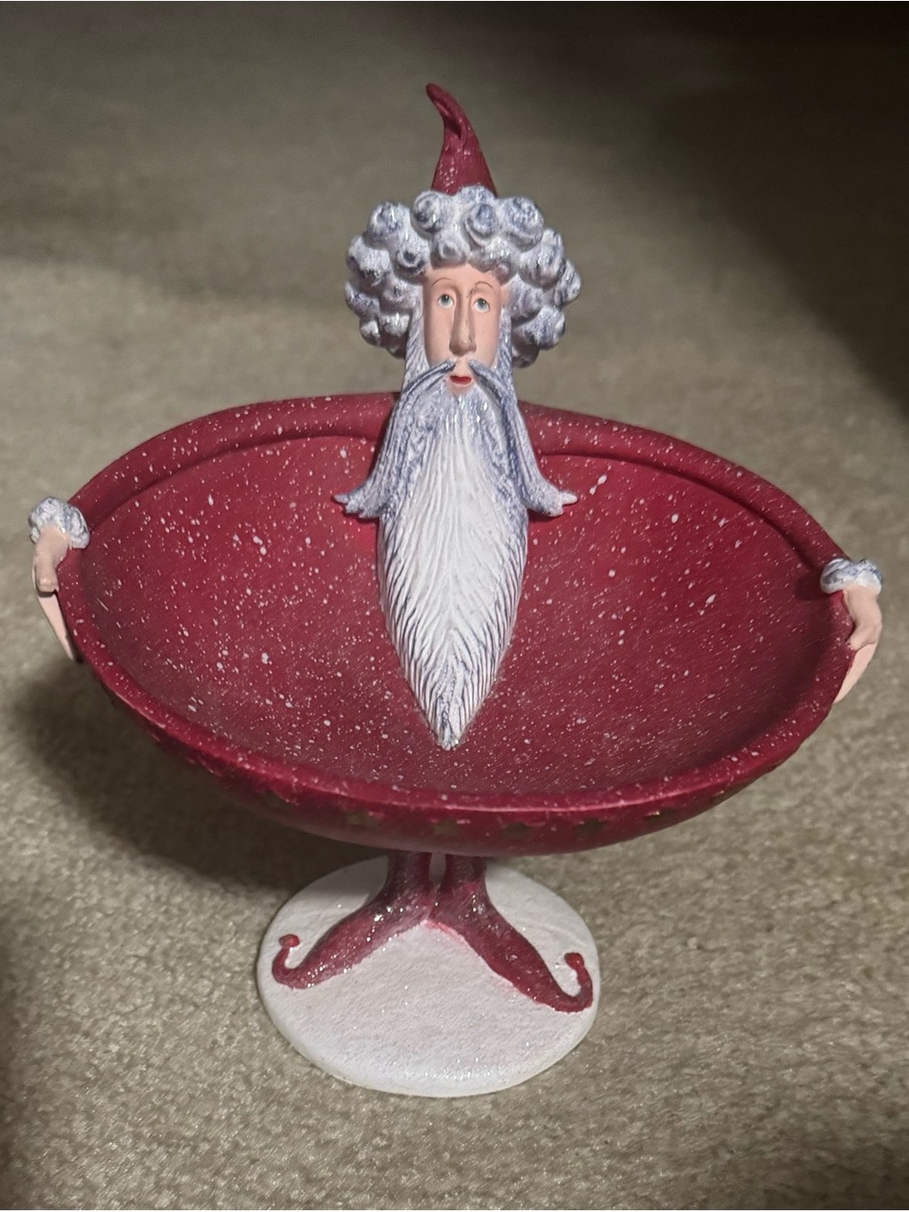 Department 56 Red and White Santa Bowl